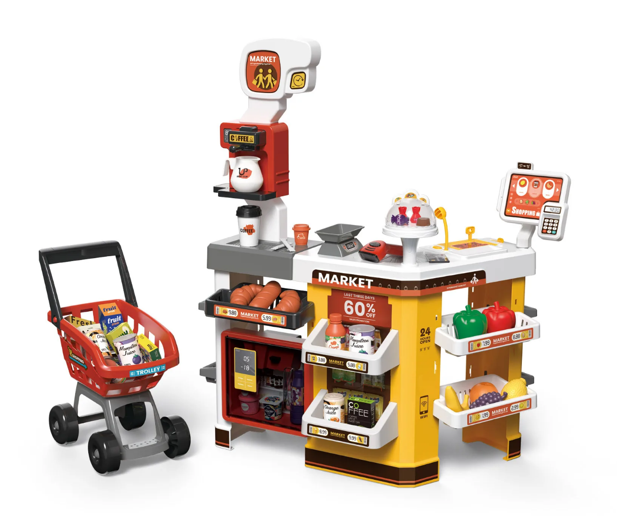 Home Supermarket 65pc Playset With Trolley (668-129)