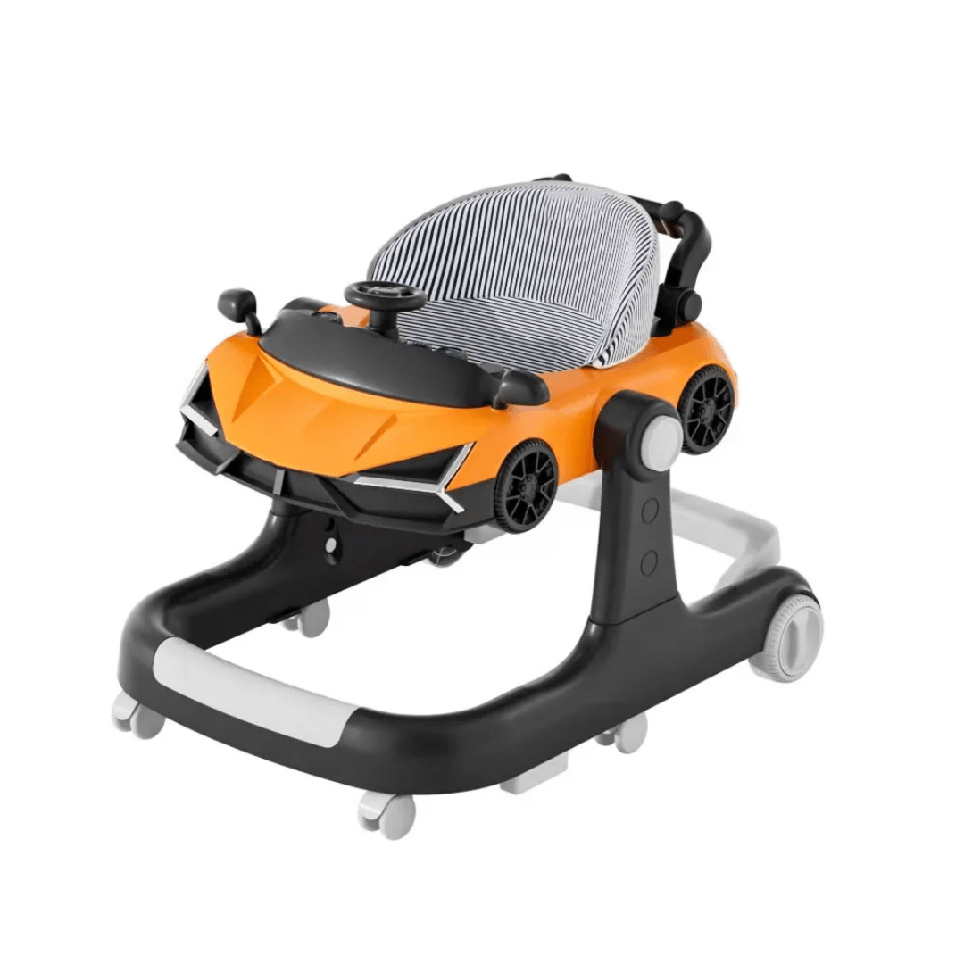 2-in-1 Lambo Sports Car-Inspired Baby Walker & Push-Behind Walker