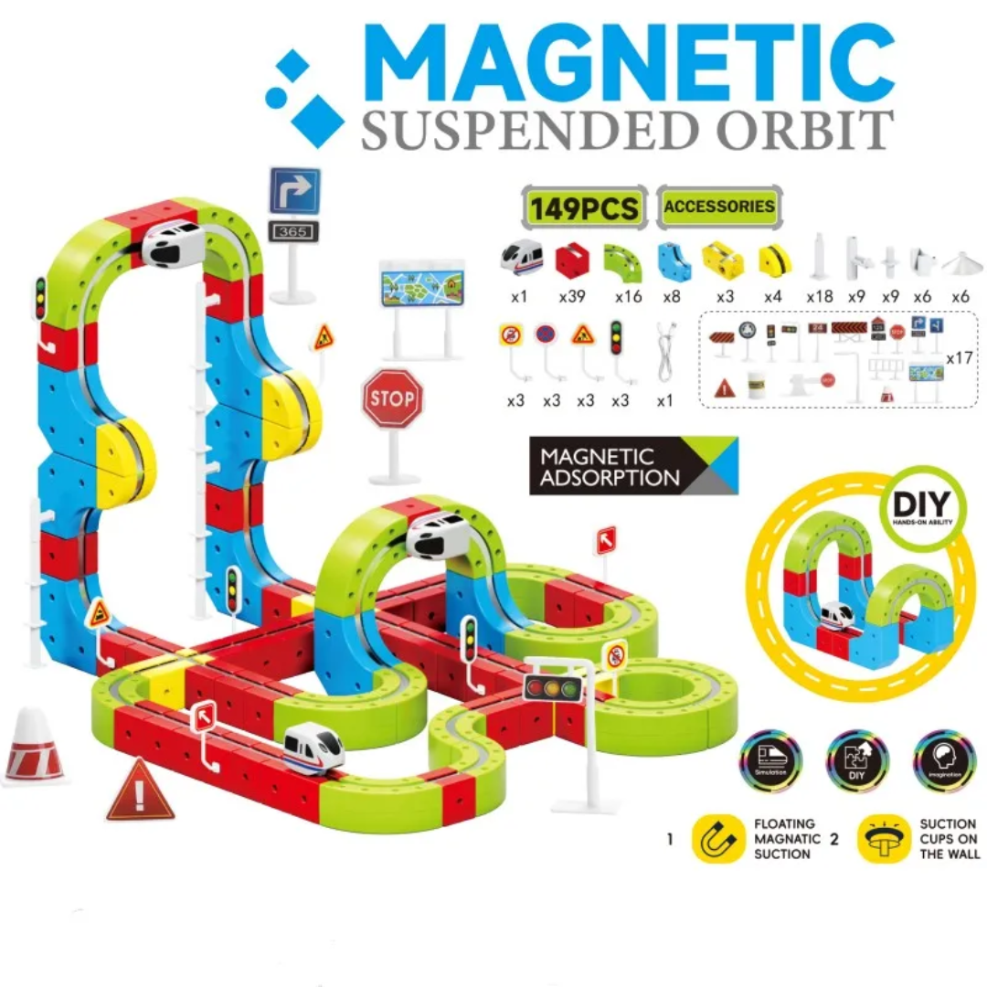 Magnetic Suspended Orbit Train Toy Track Set | 149-Piece DIY STEM Kit - Image 4