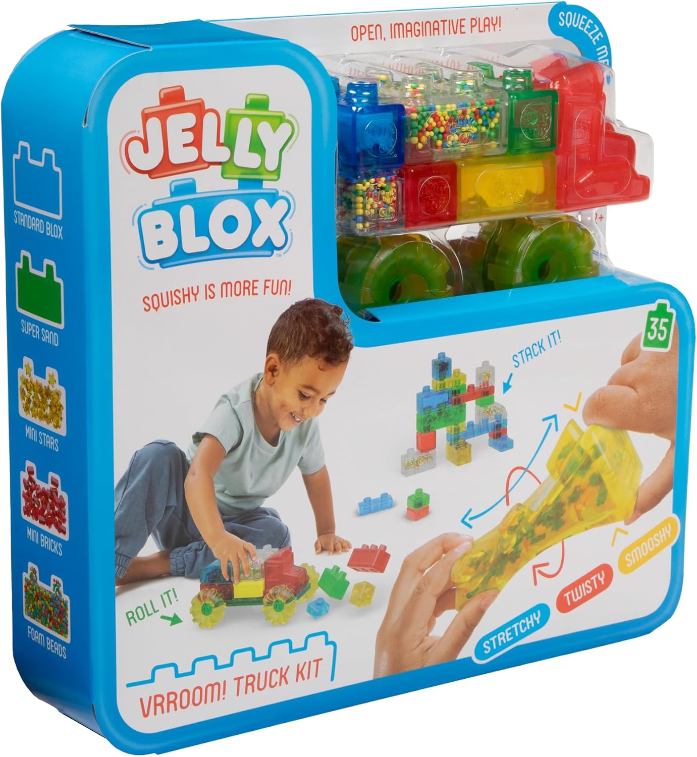Jelly Blox Vrooom! Truck Kit - 35-Piece Squishy Sensory Toy Set
