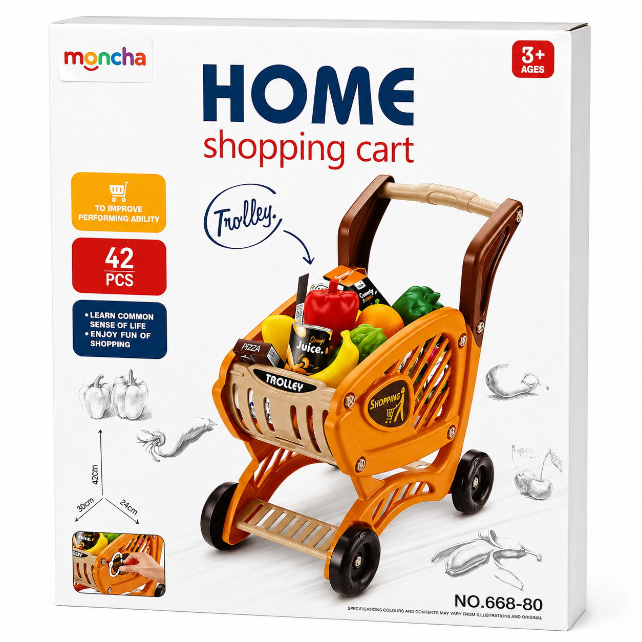 Moncha Kids Shopping Cart 42pce Toy