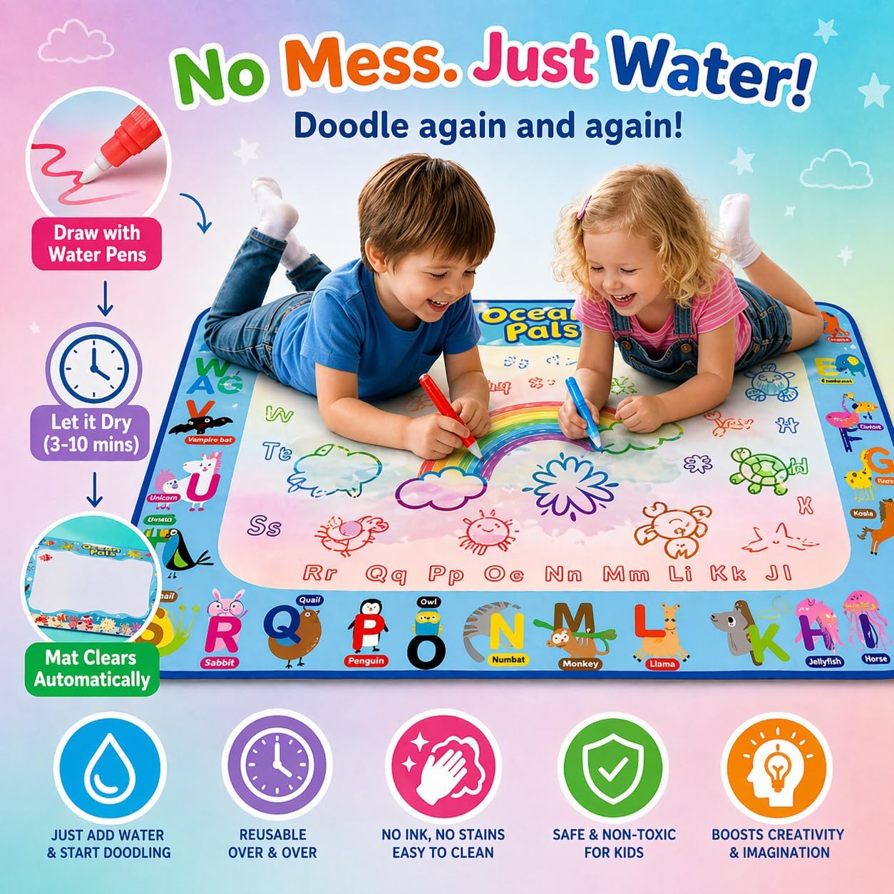 Moncha 80 x 60cm Re-useable Magic Water Drawing Mat - Image 10