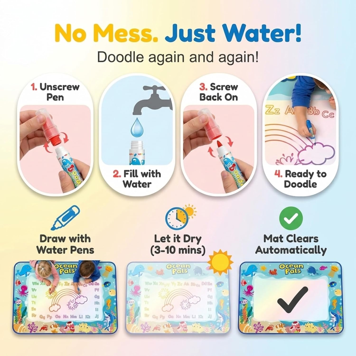 Moncha 80 x 60cm Re-useable Magic Water Drawing Mat - Image 3