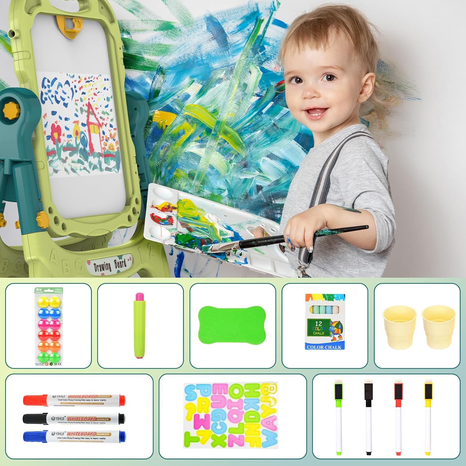 Moncha Magnetic Double Sided Drawing Board - 48pcs - Image 4