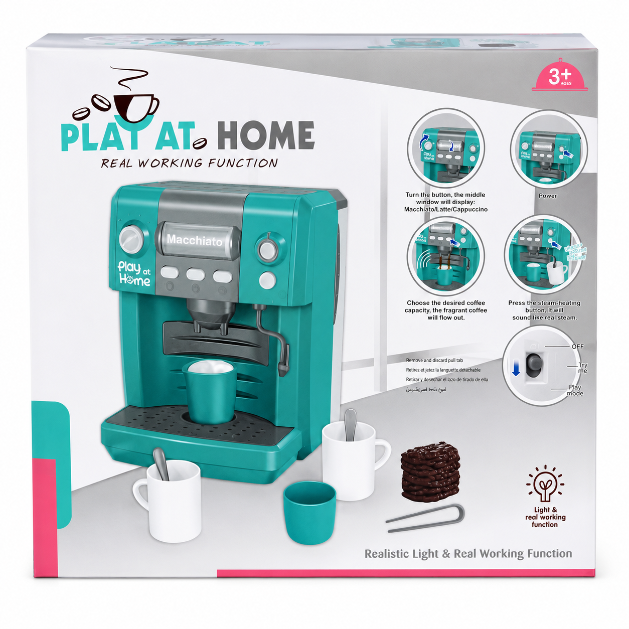 Moncha Kids Large Coffee Machine Playset with Real Functions - Image 3