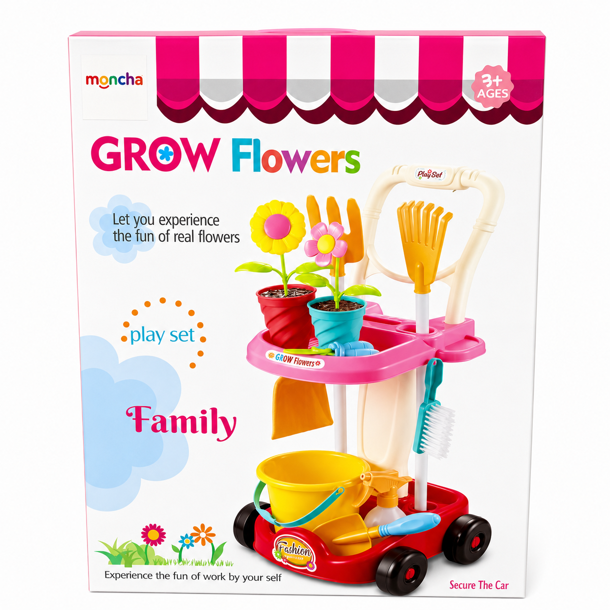 Moncha 12 Piece Gardening Playset With Tools & Flower Pots