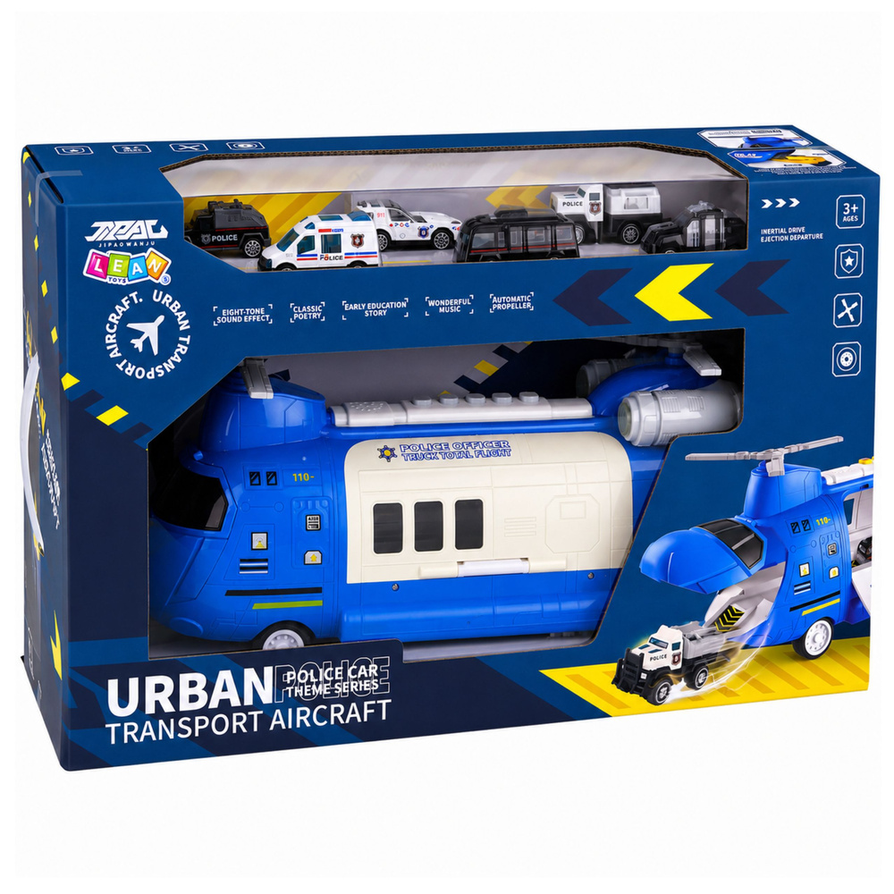 Moncha Police Aircraft With 6 Die-Cast Cars