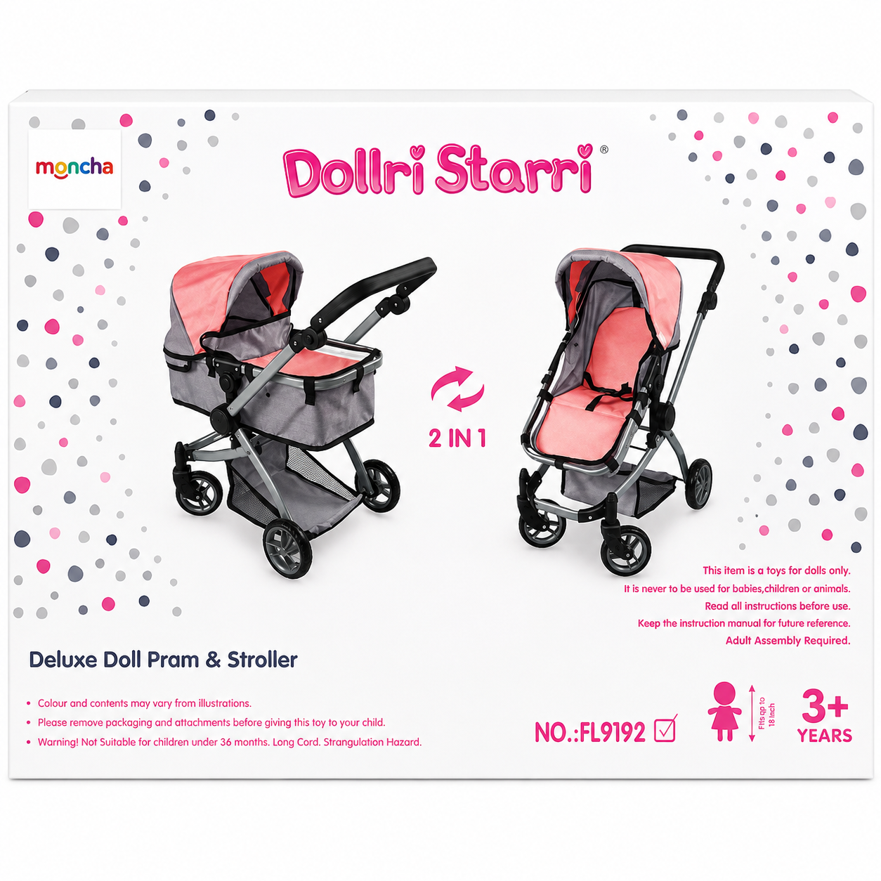 Moncha Deluxe Toy Doll Pram And Stroller