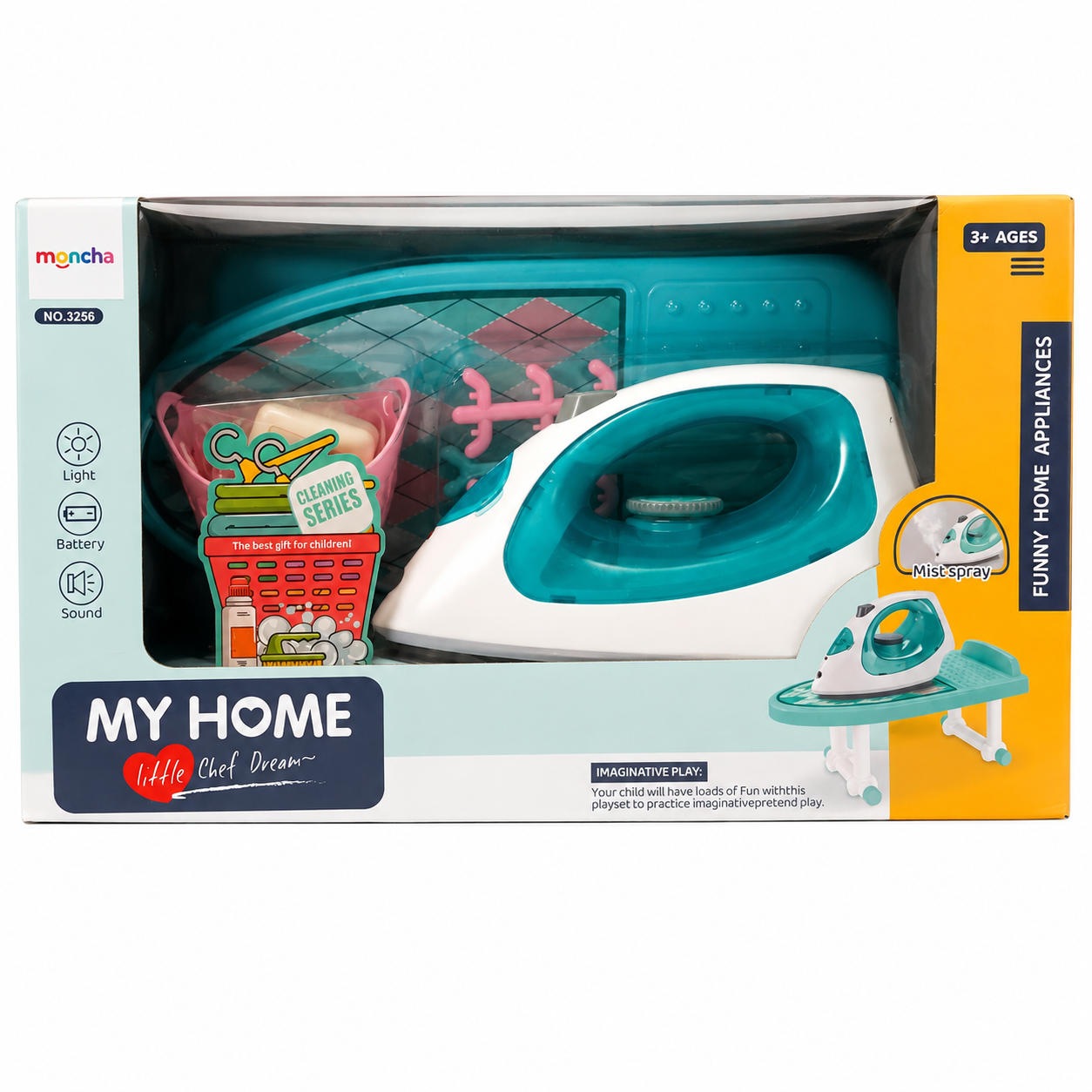 Moncha Kids Toy Iron Playset With Steam Effect