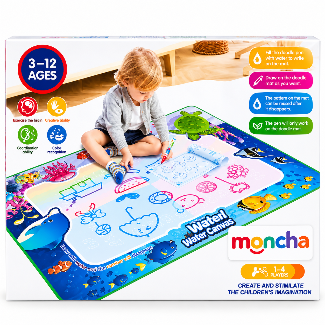 Moncha 80 x 60cm Re-useable Magic Water Drawing Mat
