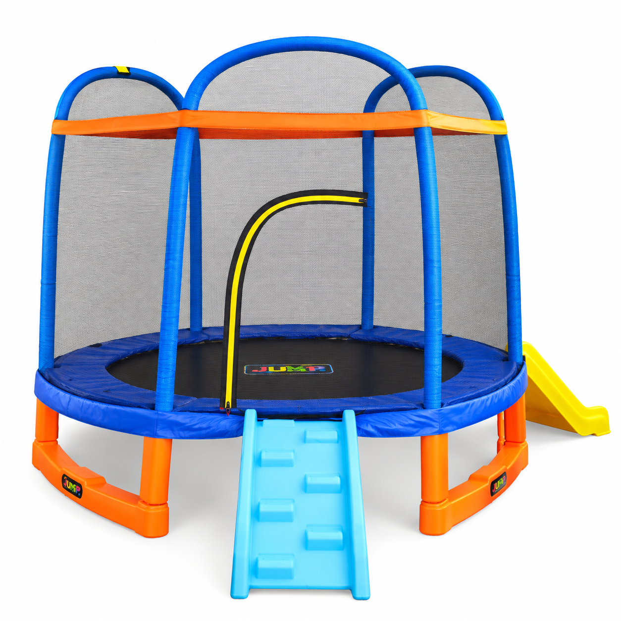 7ft Climb 'N Slide Kids Trampoline with Safety Enclosure Net