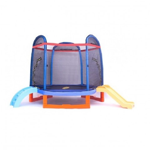 7ft Climb 'N Slide Kids Trampoline with Safety Enclosure Net - Image 3