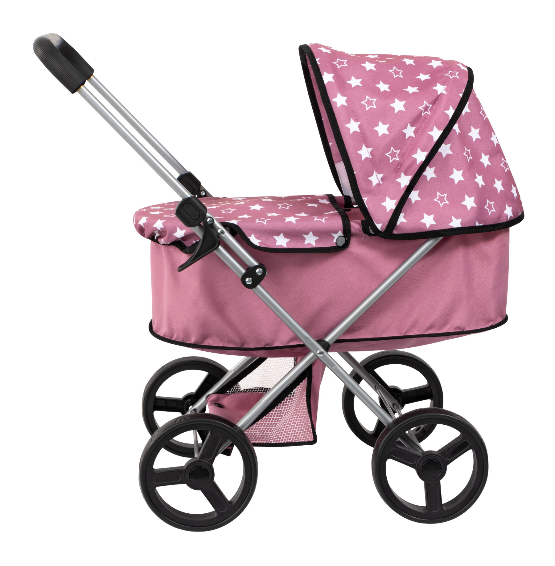 GO Dolls Pram (Pink/White Stars) - 59cm Tall - Image 5