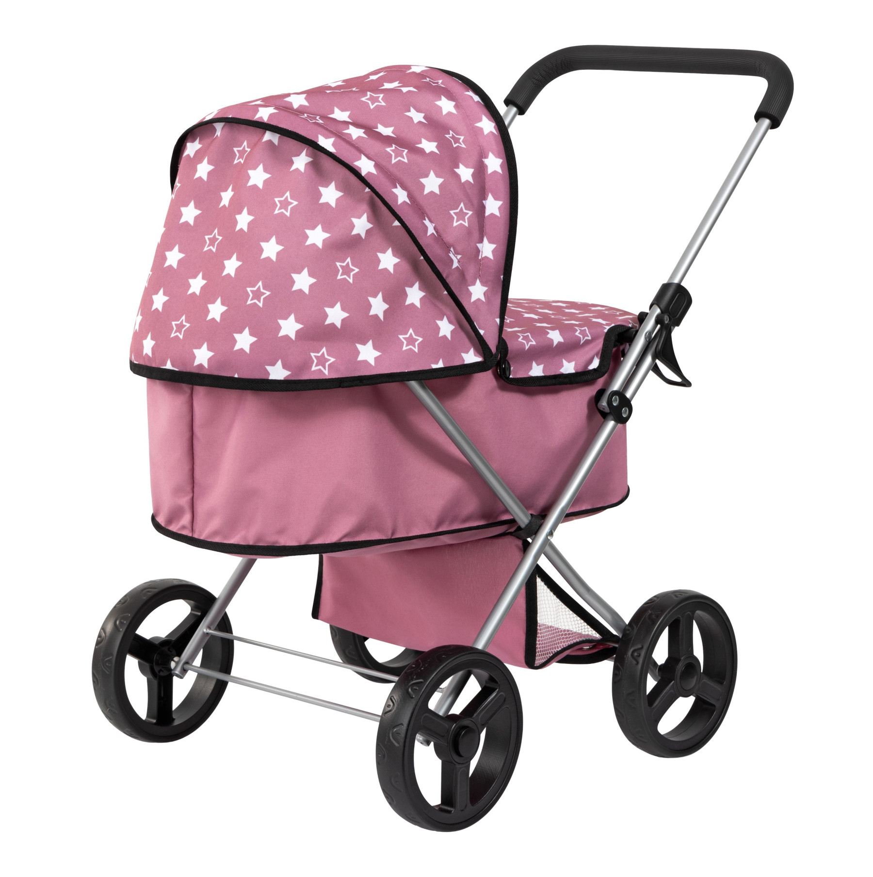 GO Dolls Pram (Pink/White Stars) - 59cm Tall - Image 4