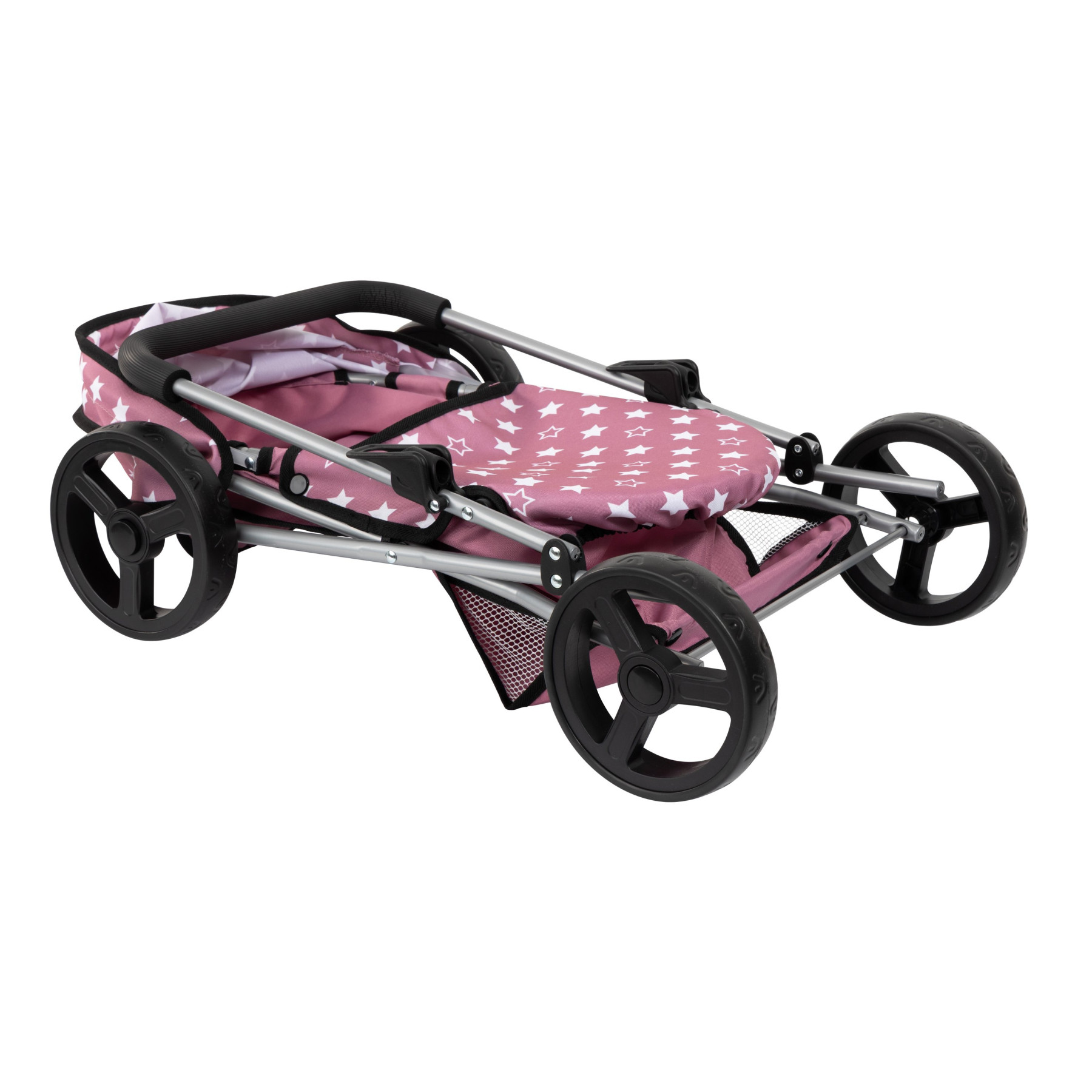 GO Dolls Pram (Pink/White Stars) - 59cm Tall - Image 3
