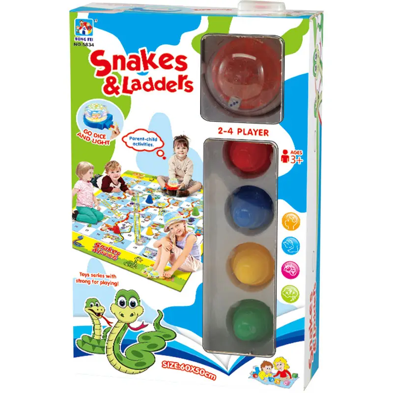 Snakes and Ladders Floor Mat Game with Dice Spinner